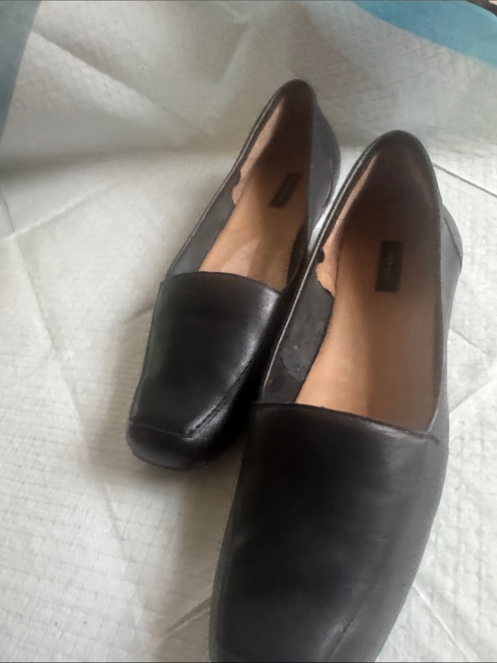 Array Black Leather Square-Toe Loafers